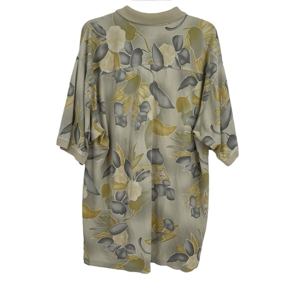 TOMMY BAHAMA Green Silk Blend Floral Polo Shirt Men's Size XL Short Sleeves - Picture 2 of 11